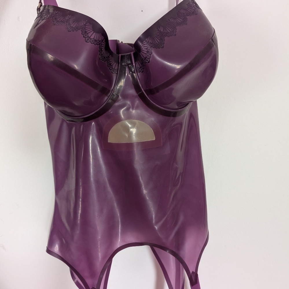 Semi Sheer Purple Latex Bustier